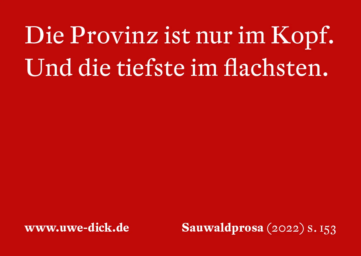 Uwe Dick: Die Provinz ist nur im Kopf